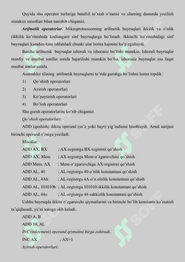 MASM, TASM, FASM Assembler dasturlash tillari 7