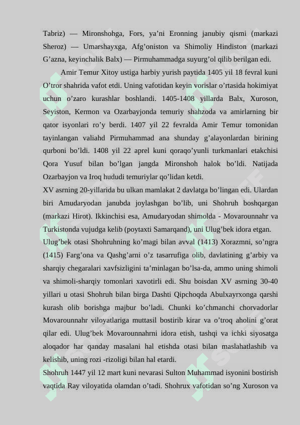 Temuriy hukmdorlar ro‘yxatini tuzish. 3