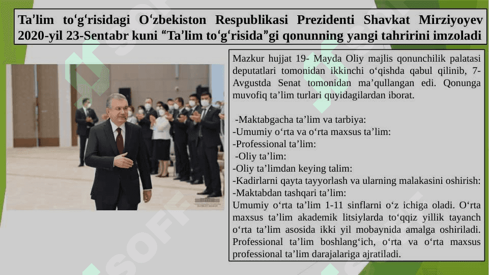 O‘zbekistonda oliy ta’lim sohasida olib borilgan islohotlar . 5