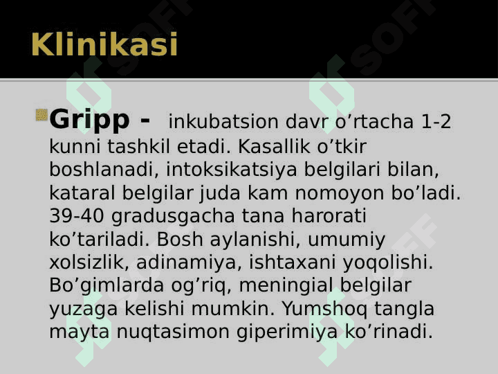 O‘tkir respirator virusli infeksiya. OʻRVI 6