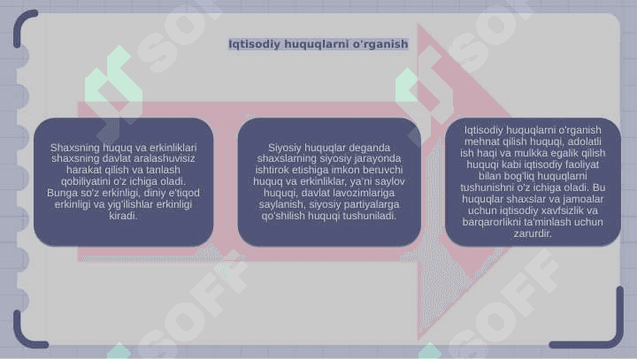 Shaxsiy huquq va erkinliklar. Siyosiy,iqtisodiy,ijtimoiy,madaniy huquqlar 4