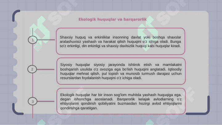Shaxsiy huquq va erkinliklar. Siyosiy,iqtisodiy,ijtimoiy,madaniy huquqlar 7