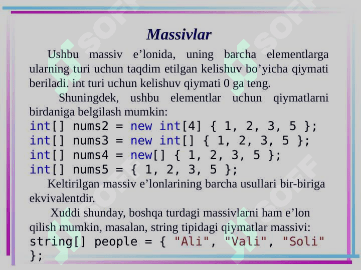 Massivlar 3