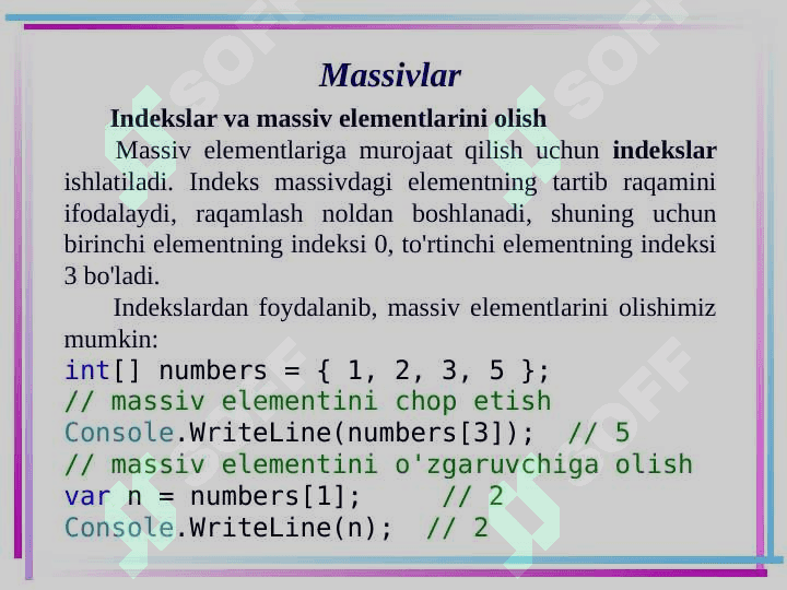 Massivlar 4