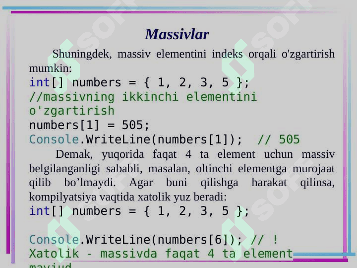 Massivlar 5