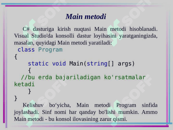 C# tilida dasturlash asoslari 5