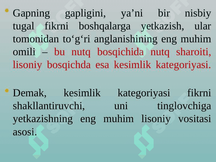 Lisoniy sathda gap boʻlaklari 2