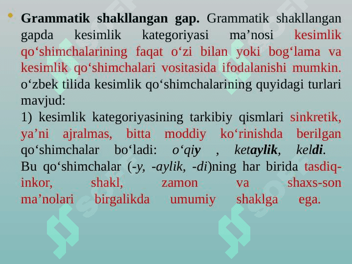 Lisoniy sathda gap boʻlaklari 5