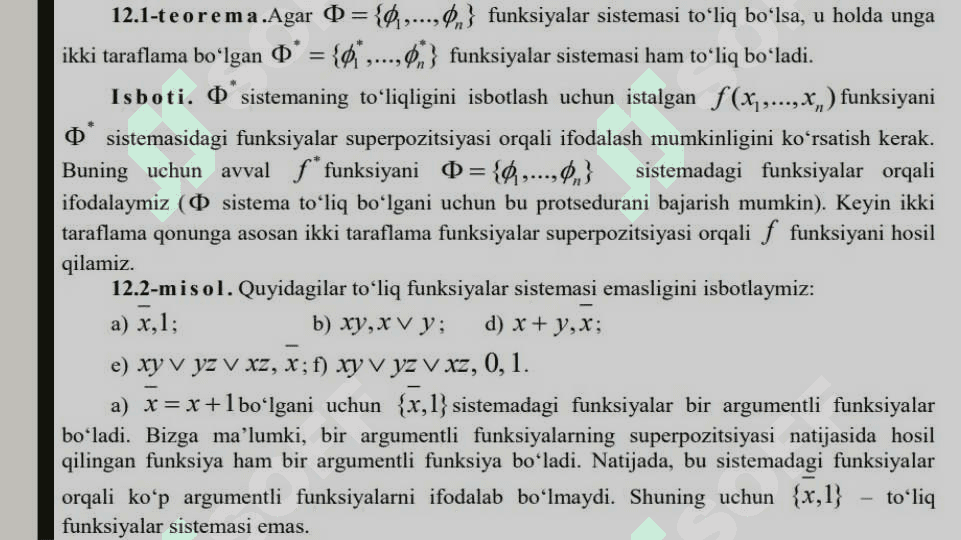 Funsional yopiq sinflar. Post teoremasi 5