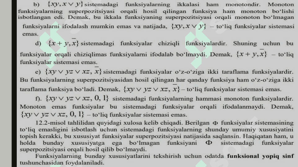 Funsional yopiq sinflar. Post teoremasi 6
