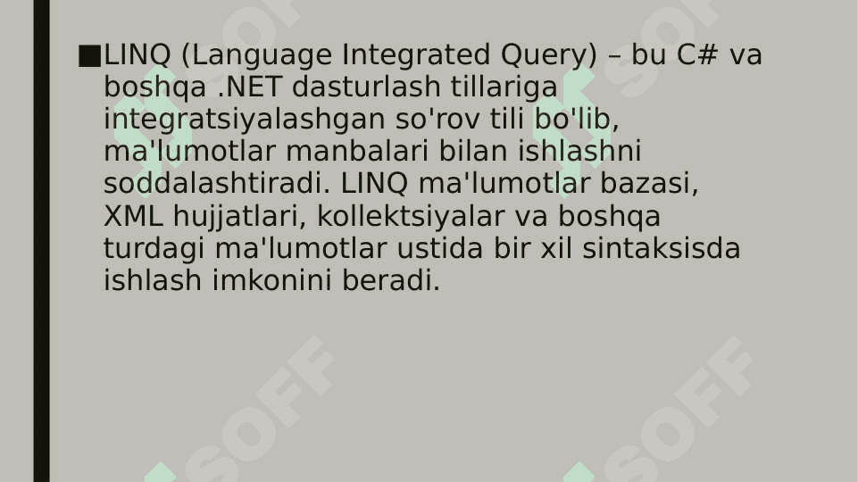 Modellar bilan ishlash. Linq 2