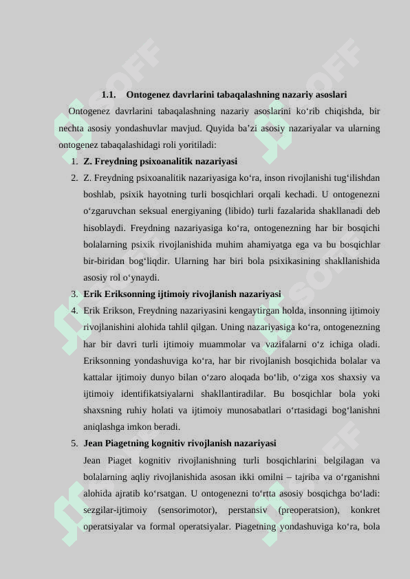 Ontogenez davrlarini tabaqalash nazaryalari 5