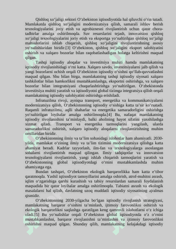 Oʻzbekistonning 2030-yilgacha iqtisodiy rivojlantirish yoʻnalishlari mavzusida tezis 2