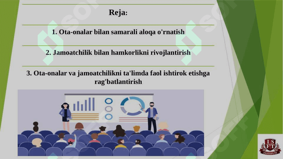Ta‘lim muassasasining ota-onalar va jamoatchilik bilan guruh tarzidagi ishlash shakllari 2