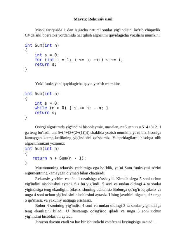 Rekursiv usul 1