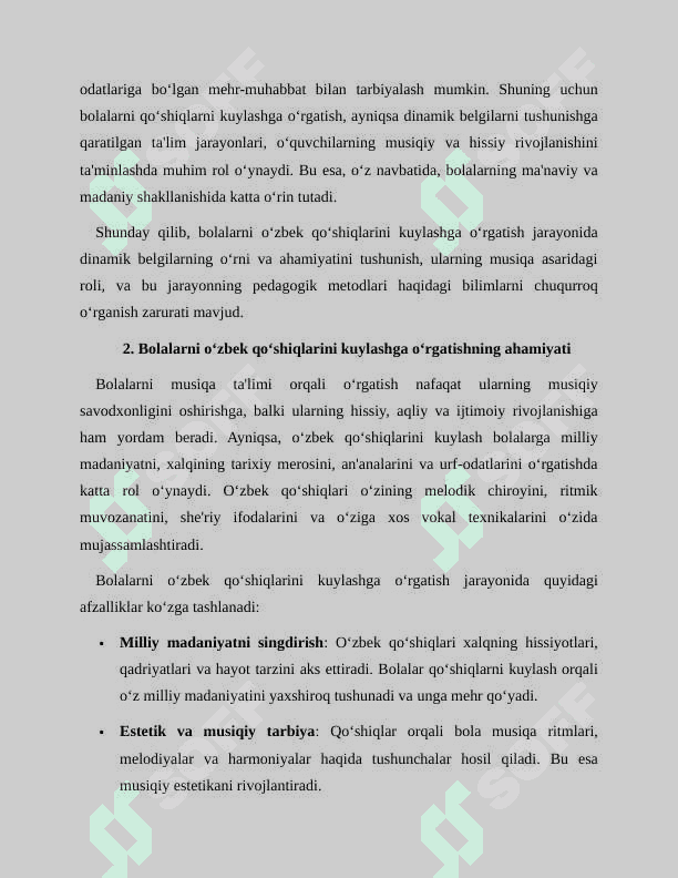 Bolalarni o‘zbek qo‘shiqlarini kuylashga o‘rgatish, dinamik belgilar. 3