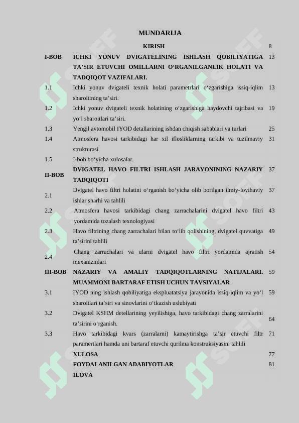 Yengil avtomobillarning ichki yonuv dvigatelini ishlash qobiliyatini ekspluatatsiya qilish jarayonidagi o‘zgarishini tadqiq qilish 2