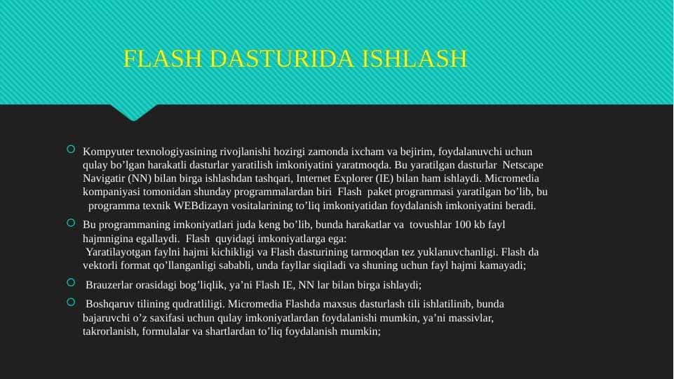 FLASH DASTURIDA ISHLASH