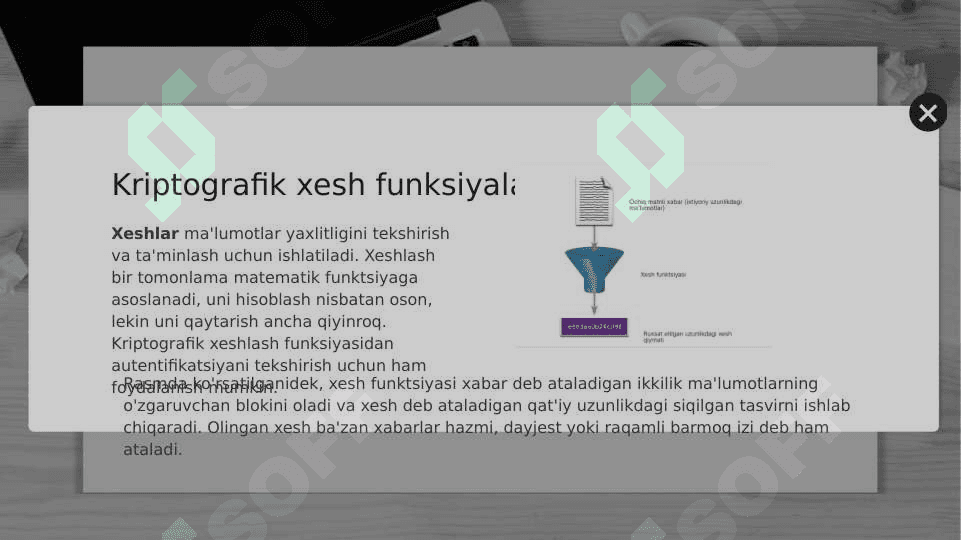 Axborotlarni kriptografik himoyalash. Xeshlash va steganografiya 5