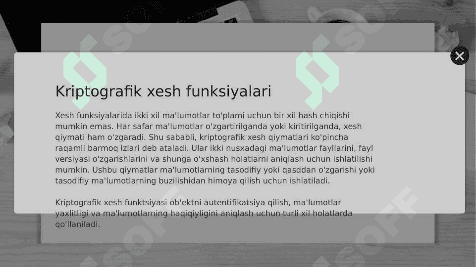 Axborotlarni kriptografik himoyalash. Xeshlash va steganografiya 6