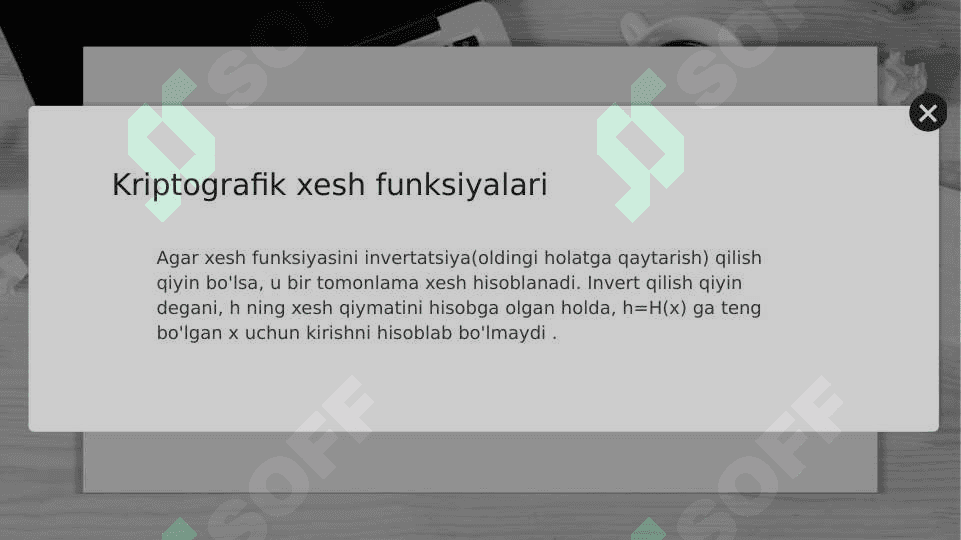 Axborotlarni kriptografik himoyalash. Xeshlash va steganografiya 8