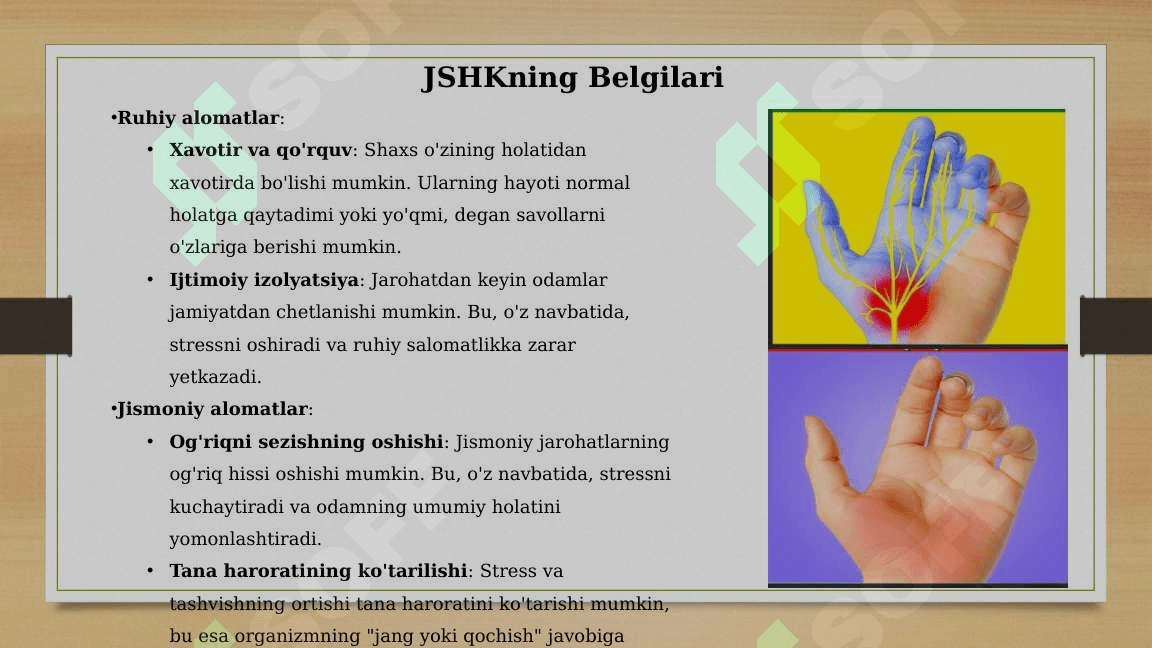 Jarohatdan keyingi stress holat (JSHK )tushunchasi 4