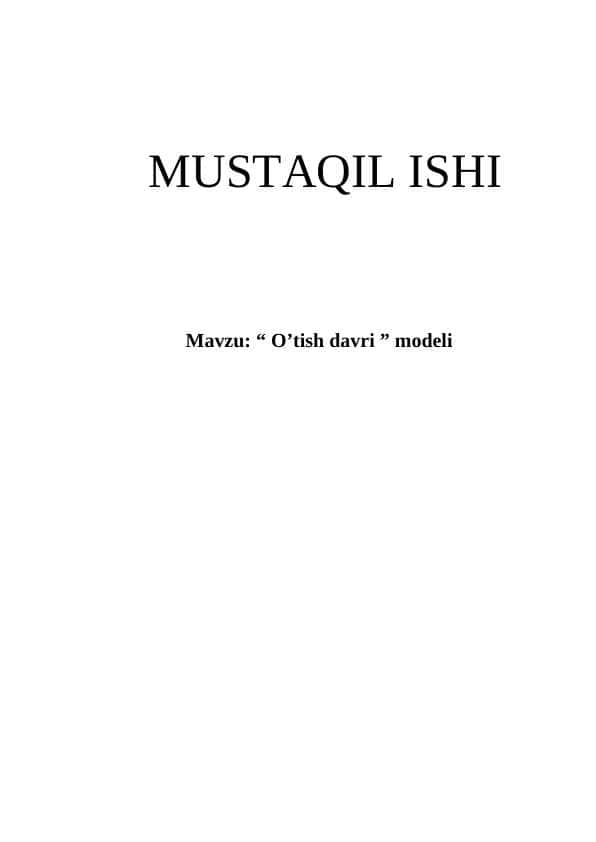 O’tish davri  modeli