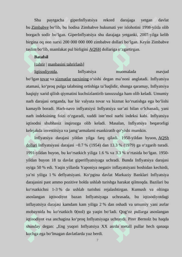 Inflyatsiya va aksilinflyatsiya siyosati 7