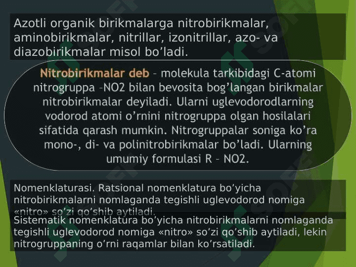 Organik birikmalar (azot saqlovchi organik birikmalar) 2
