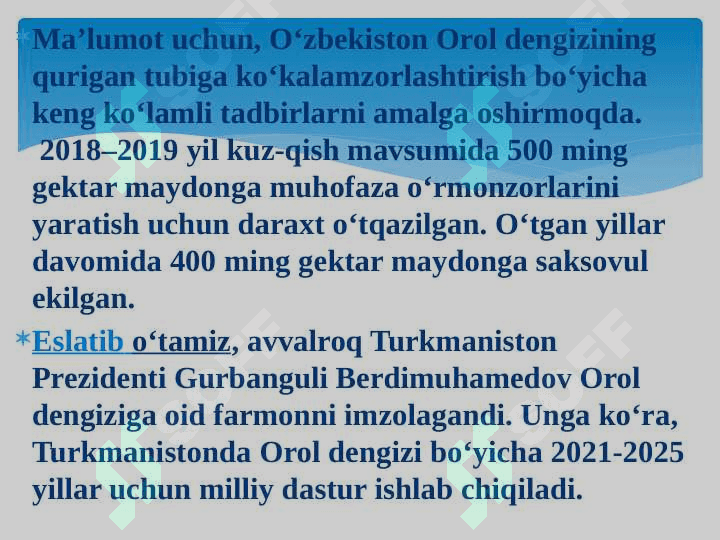 Orol dengizi muammoasi to’g’risida ma’lumot 4