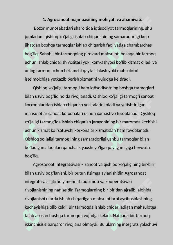 Agrosanoat majmuasi tushunchasi,   tarkibi va uni boshqarish. 6