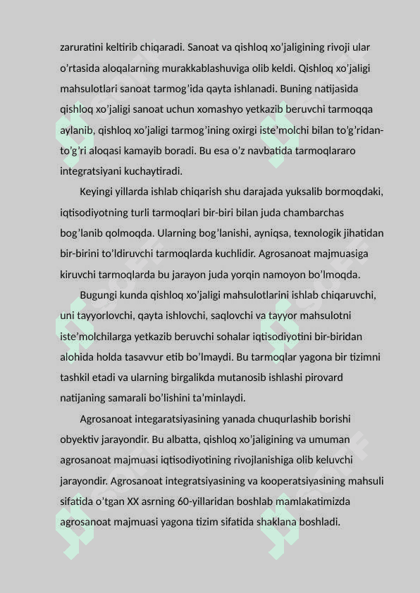 Agrosanoat majmuasi tushunchasi,   tarkibi va uni boshqarish. 7