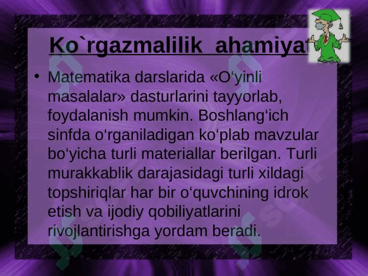 Boshlang'ich sinflarda darsning tashkil qilish kirgazmalilikhamda didaktik materialardan foydalanish 4
