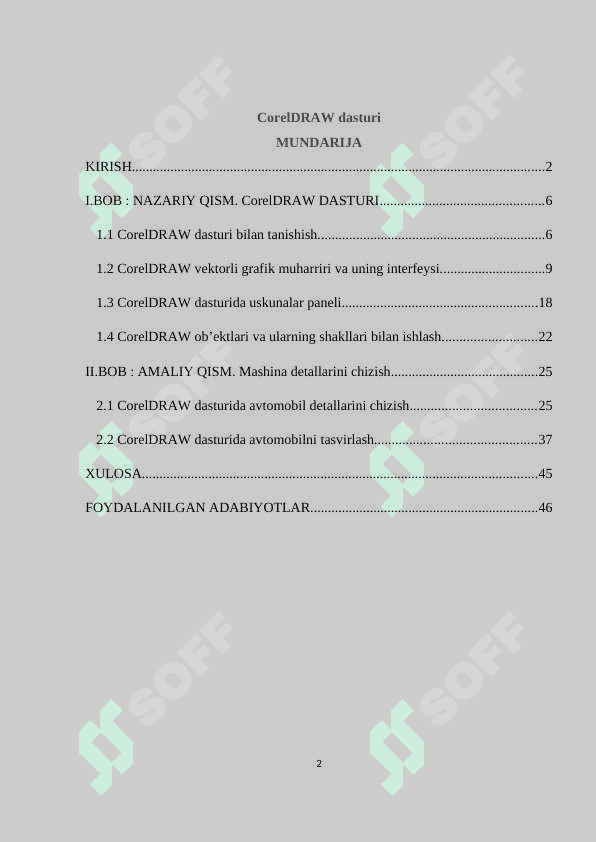 CorelDRAW dasturi 2