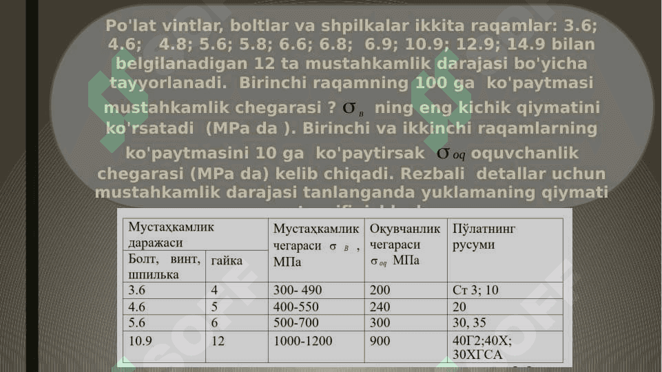 Rezbali birikmani mustahkamligini hisoblash 3