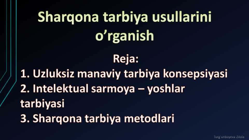 Sharqona tarbiya usullarini o’rganish 1