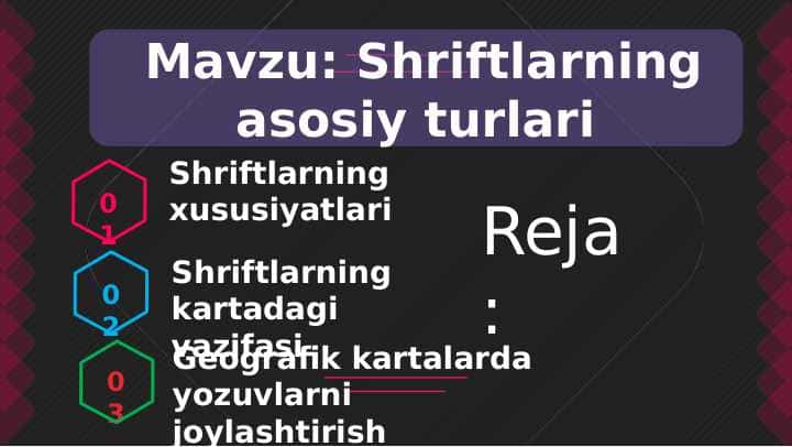 Shriftlarning asosiy turlari 1