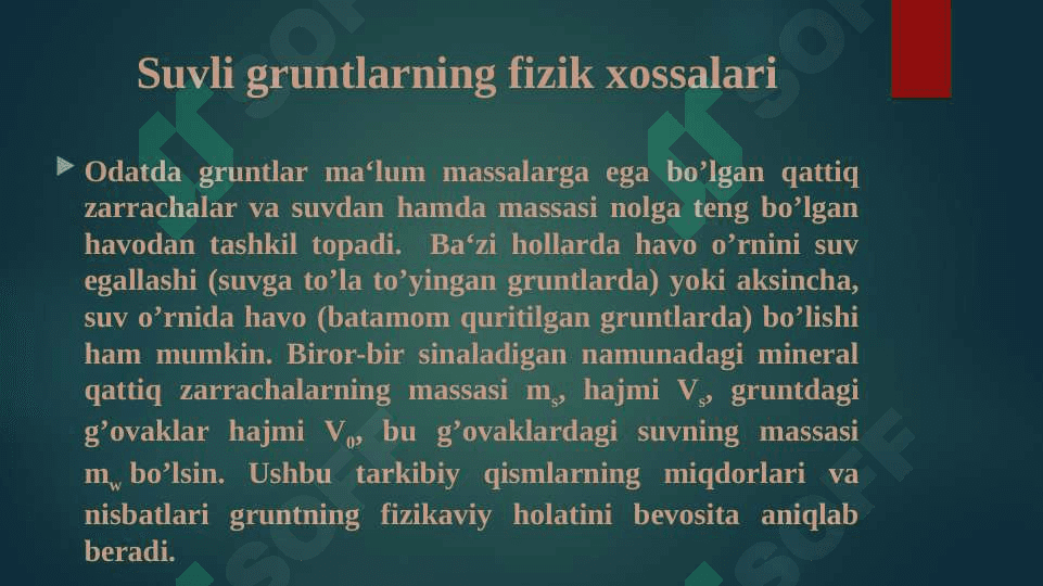 Suvlarni gruntlarning fizik-mexanik xossalariga ta’siri 3