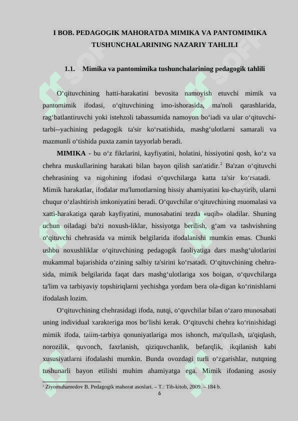 PEDAGOGIK MAHORATDA MIMIKA VA PANTOMIMIKA MASALALARI. KURS ISHI 6