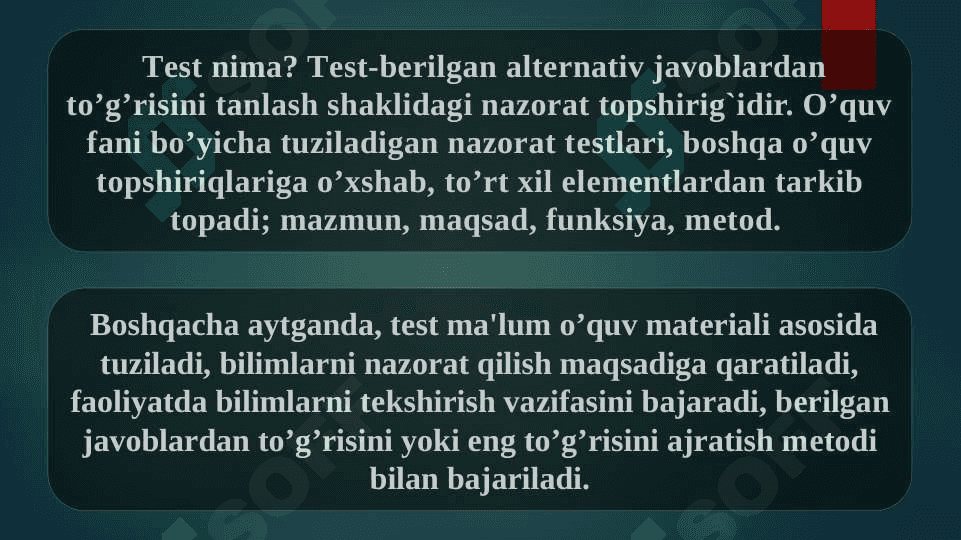 Zamonaviy pedagogikada test topshiriqlarini shakllanishi 2