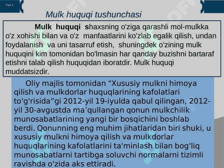 Mulk huquqini boshqa ashyoviy huquqlardan himoya qilish 2