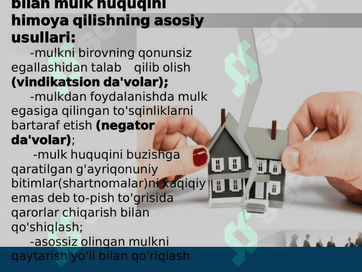 Mulk huquqini boshqa ashyoviy huquqlardan himoya qilish 5