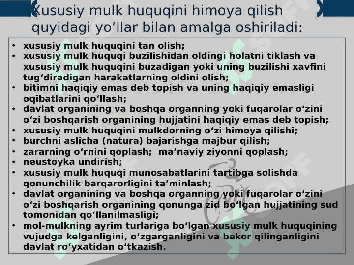 Mulk huquqini boshqa ashyoviy huquqlardan himoya qilish 6