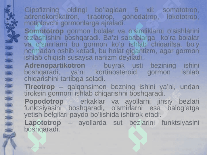 Ichki sekretsiya bezlarining yosh xususiyatlari 6