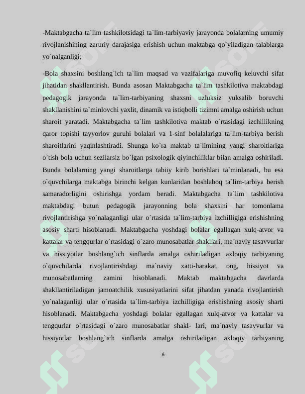 MAKTABGACHA TA`LIM TASHKILOTLARI TAYYORLOV GURUHLARIDA TA`LIM JARAYONLARINI MAVZULI LOYIHALASHTIRISH 6