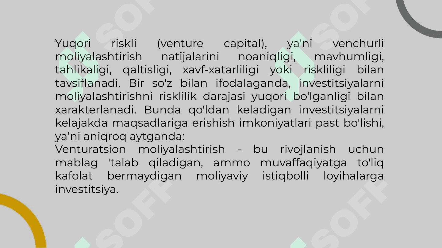 Venchurli moliyalashtirish 3