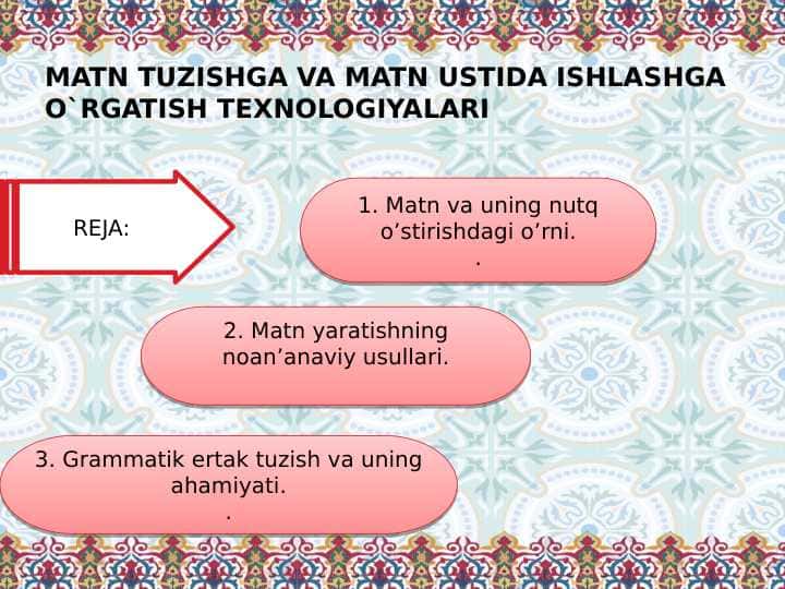 MATN TUZISHGA VA MATN USTIDA ISHLASHGA O`RGATISH TEXNOLOGIYALARI