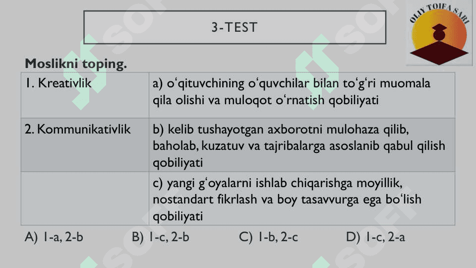Pedmahorat testlari 2025 8