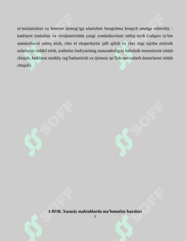 Kurs ishi Xususiy maktab ma’lumotlar bazasini loyihalash va ishlab chiqish mavzusida 5