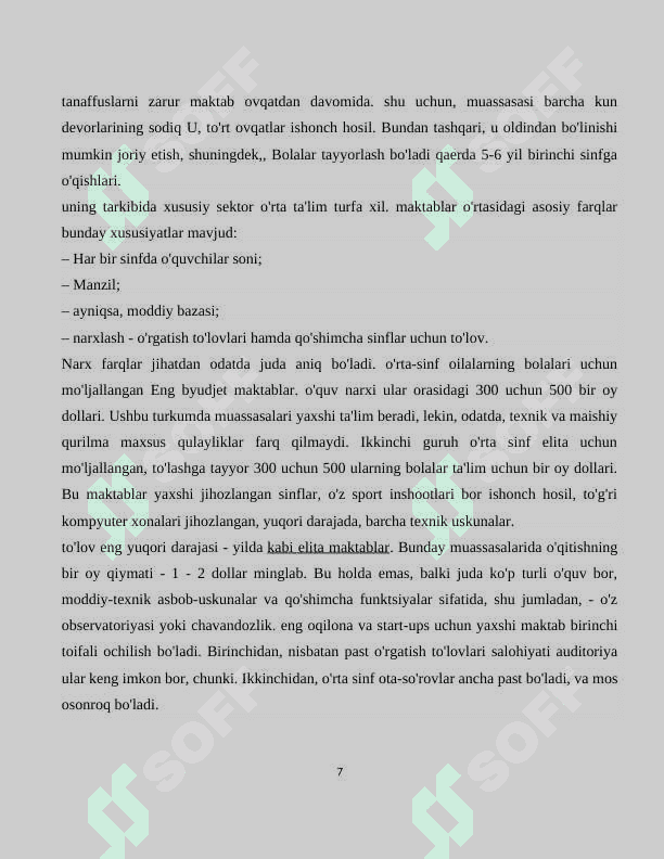 Kurs ishi Xususiy maktab ma’lumotlar bazasini loyihalash va ishlab chiqish mavzusida 7